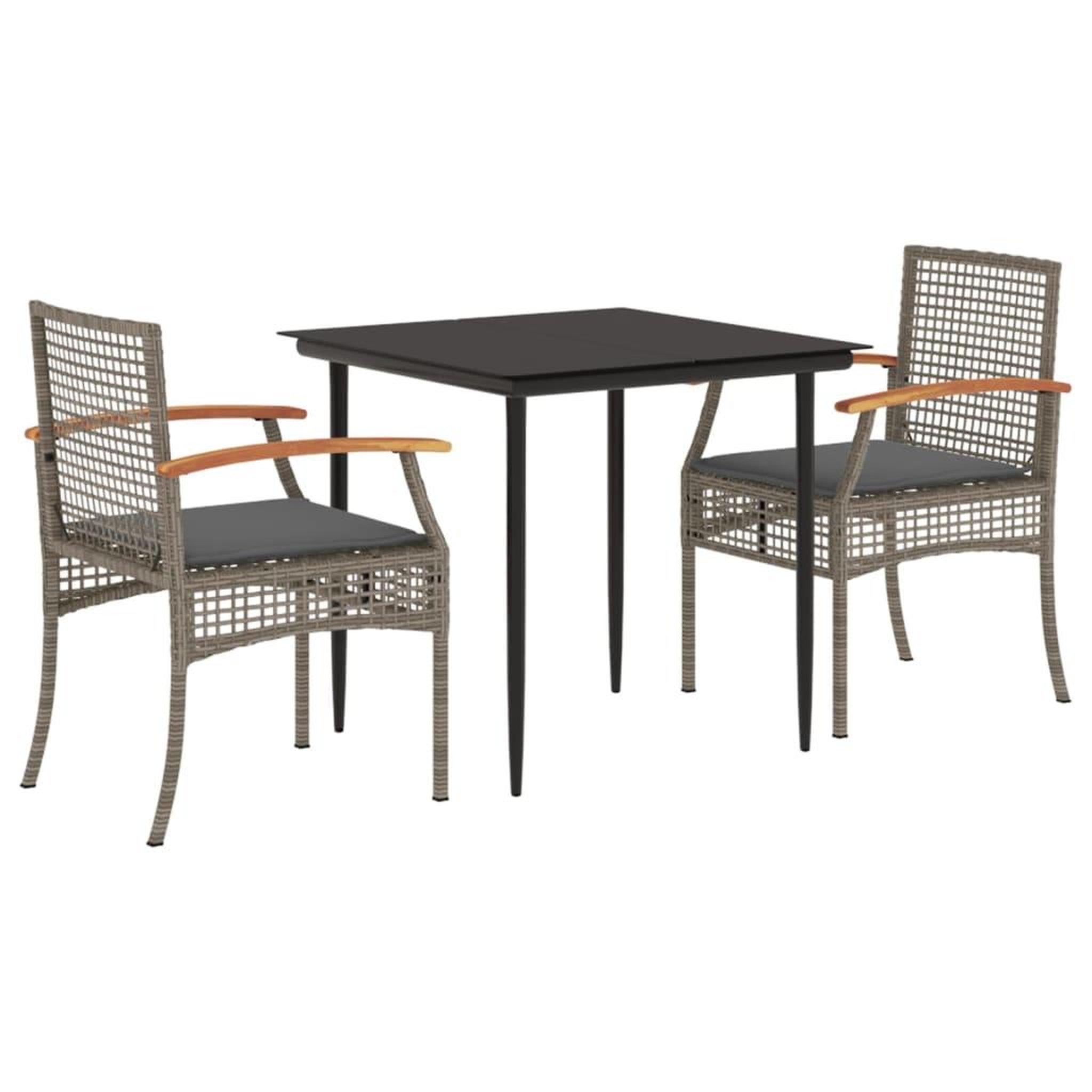 Voir la diapositive 2 : VIDAXL Ensemble a manger de jardin 3 pcs coussins gris resine tressee
