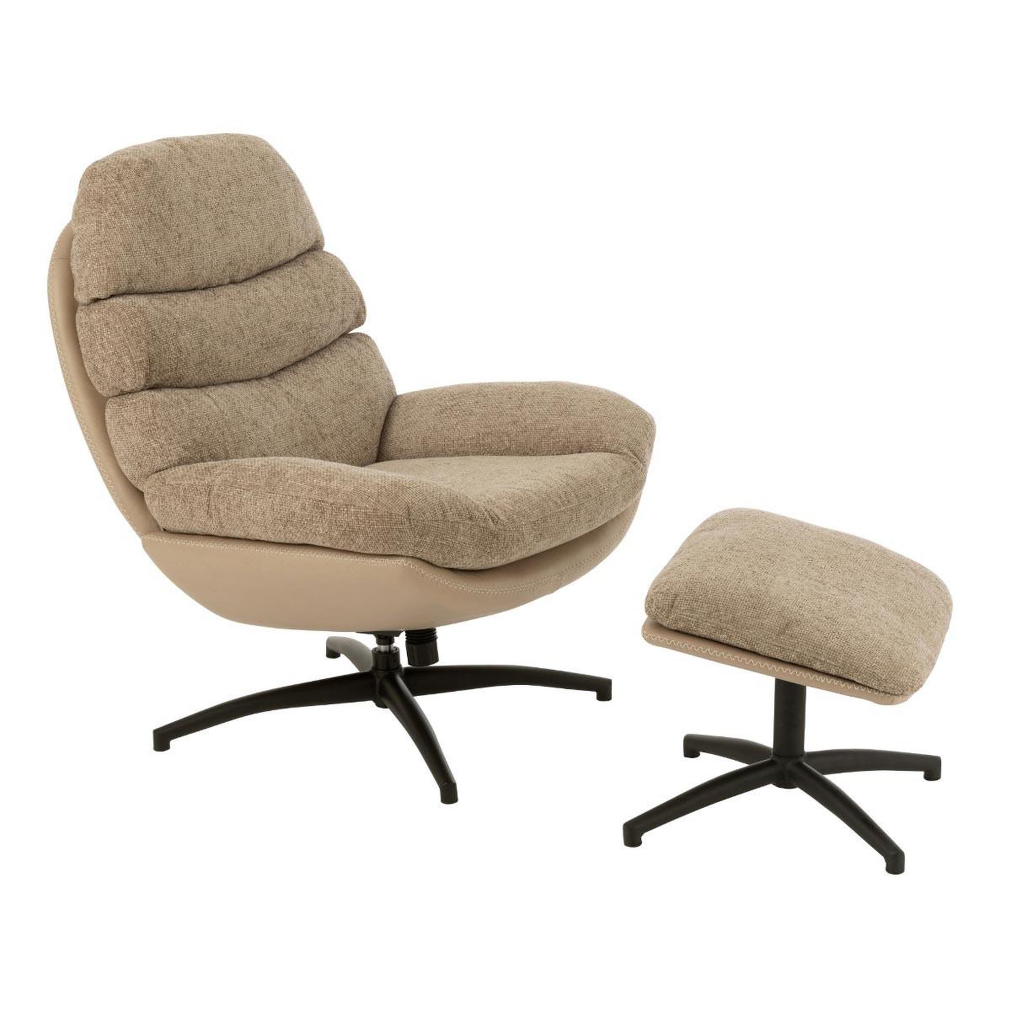 J-LINE Fauteuil Relax & Repose-Pieds  Multiplex  102cm Gris Foncé