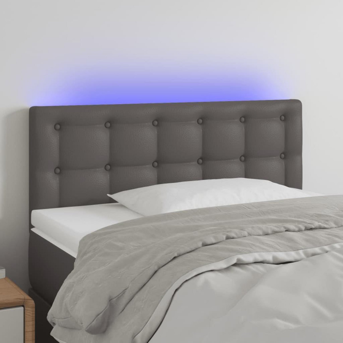 VIDAXL Tete de lit a LED Gris 100x5x78/88 cm Similicuir