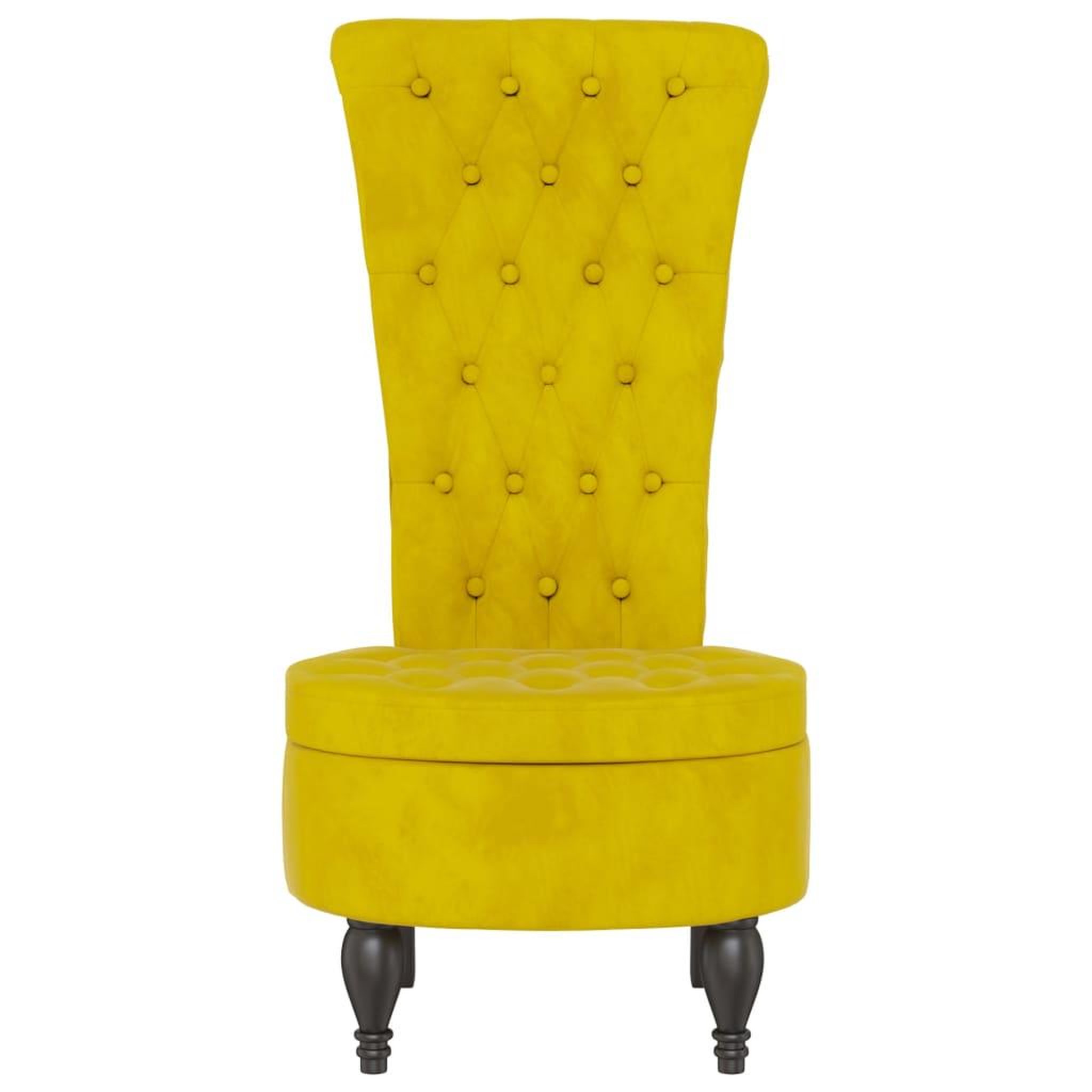 Voir la diapositive 3 : VIDAXL Chaise a dossier haut jaune velours conception de bouton