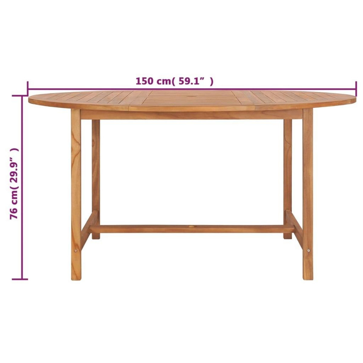 VIDAXL Table de jardin 150x76 cm Bois de teck solide