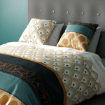 ATELIER DU COTON Parure Housse De Couette 100%coton 57fils Bangui. Coloris disponibles : Jaune