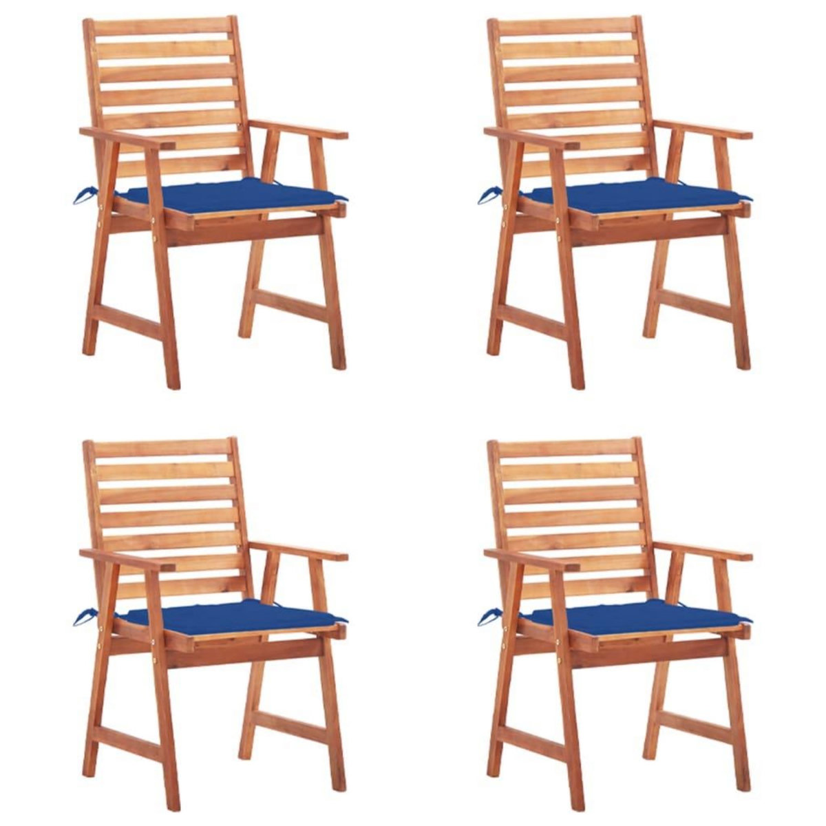 VIDAXL Chaises a manger d'exterieur lot de 4 et coussins Acacia massif