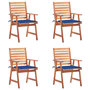 Voir la diapositive 1 : VIDAXL Chaises a manger d'exterieur lot de 4 et coussins Acacia massif