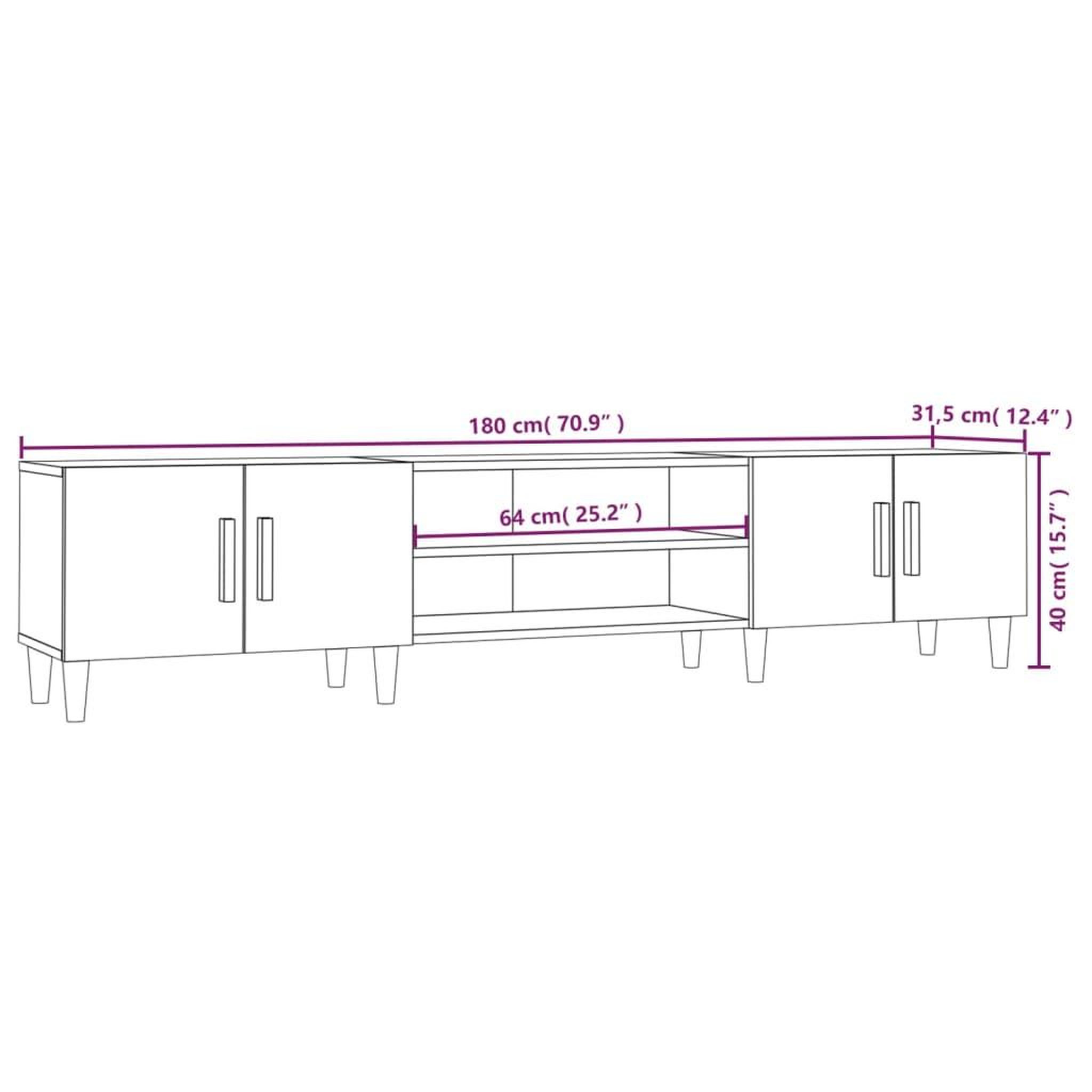 Voir la diapositive 6 : VIDAXL Meubles TV chene sonoma 180x31,5x40 cm bois d'ingenierie