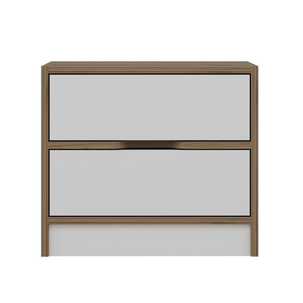 CONCEPT USINE Table de chevet bois et blanc 2 tiroirs MOLDE