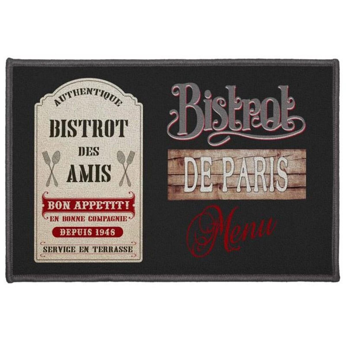 Paris Prix Tapis Rectangle  Bistrot Des Amis  40x60cm Noir