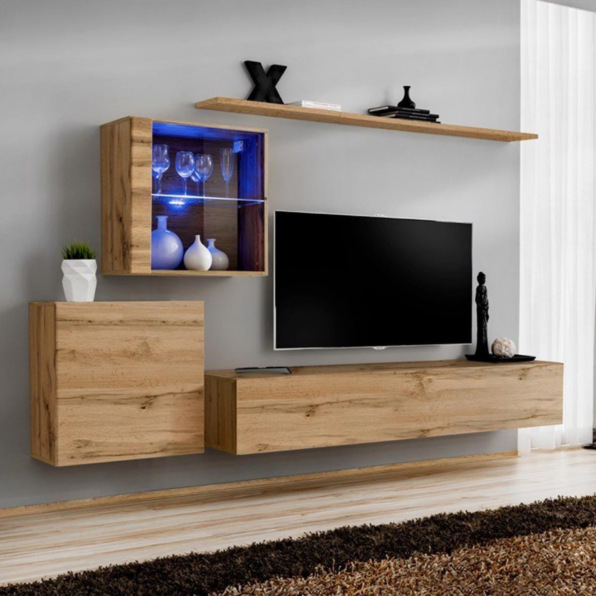 Paris Prix Meuble tv mural design  switch xv  260cm naturel