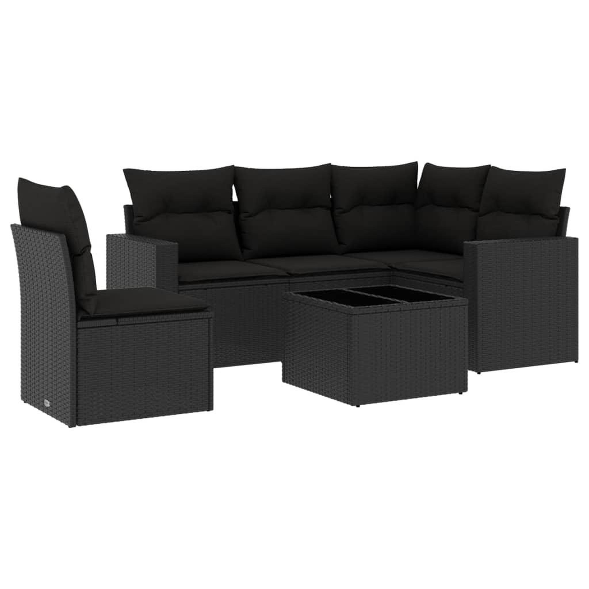 Voir la diapositive 2 : VIDAXL Salon de jardin 6 pcs avec coussins noir resine tressee