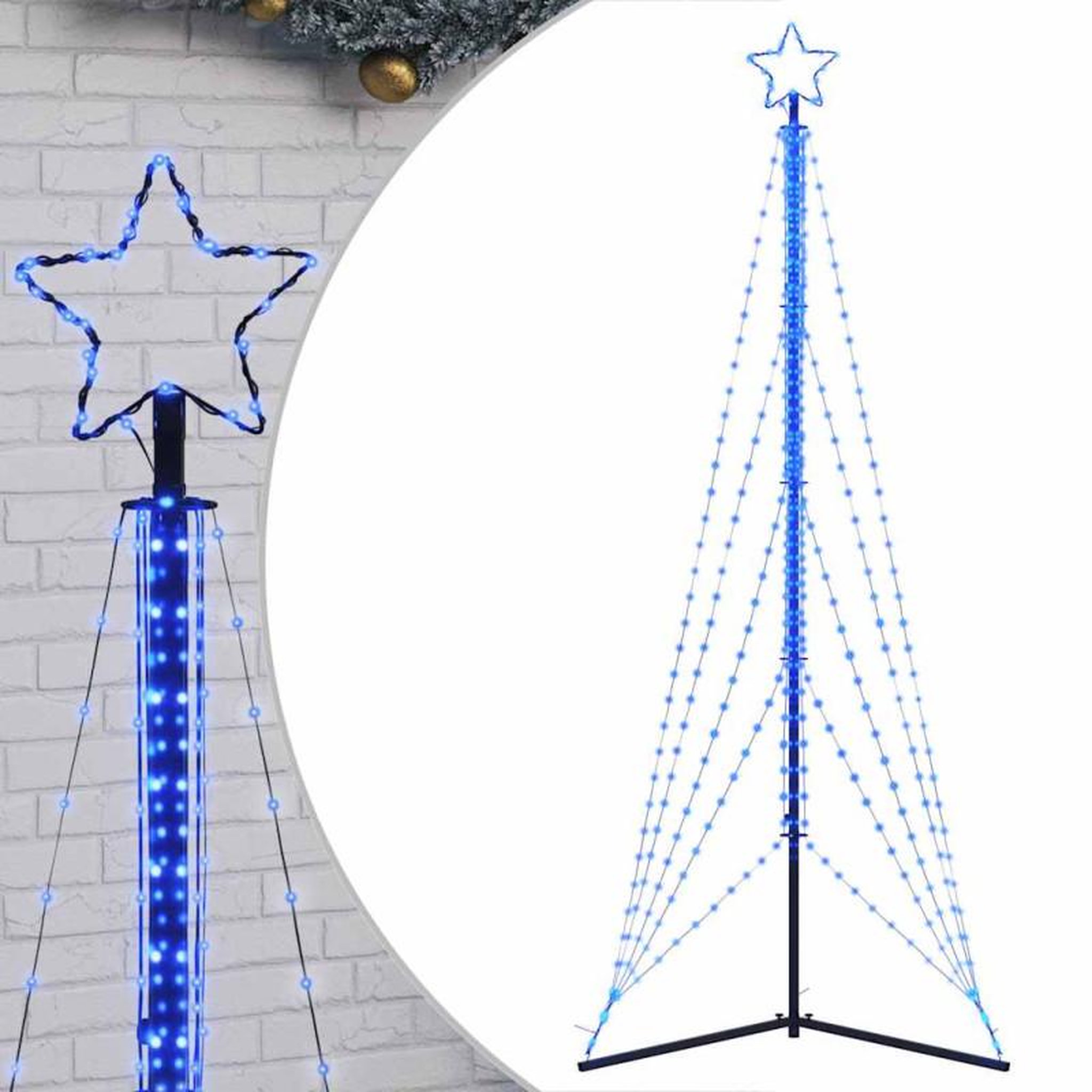 Voir la diapositive 2 : VIDAXL Guirlande de sapin de Noël 525 LED bleu 302 cm