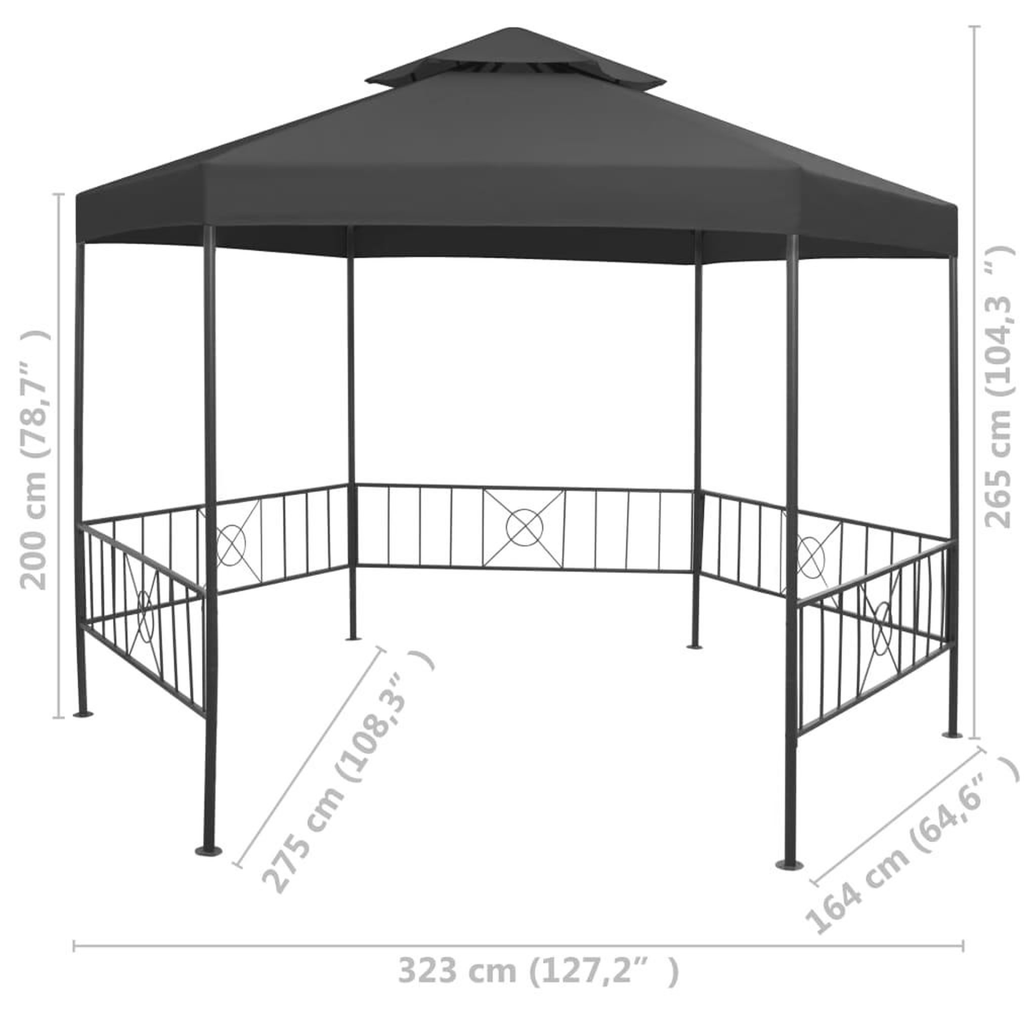 Voir la diapositive 6 : VIDAXL Belvedere de jardin 323x275x265 cm anthracite