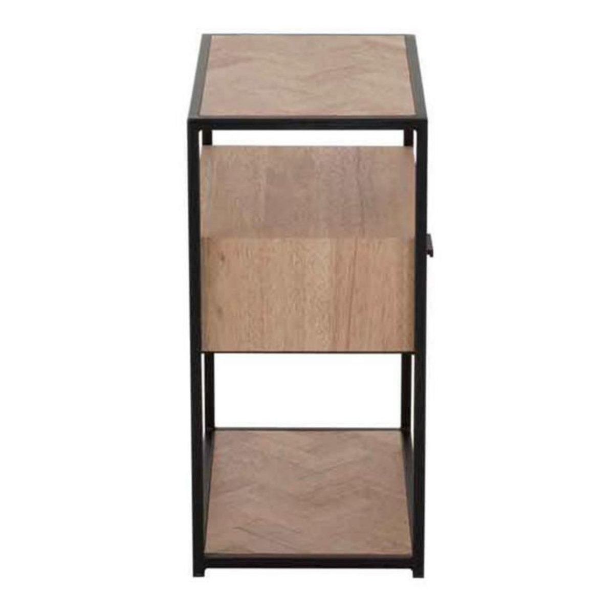 Paris Prix Table d'Appoint 1 Tiroir  Miraza  61cm Naturel & Noir