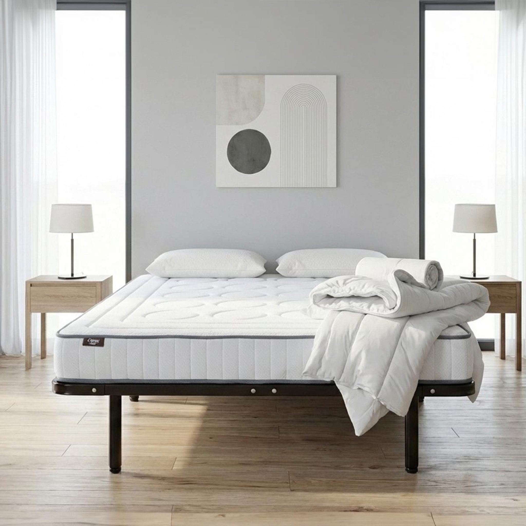 Voir la diapositive 2 : OLYMPE LITERIE Olympe literie | pack prêt à dormir cristal | matelas mémoire de forme + sommier métal + accessoires