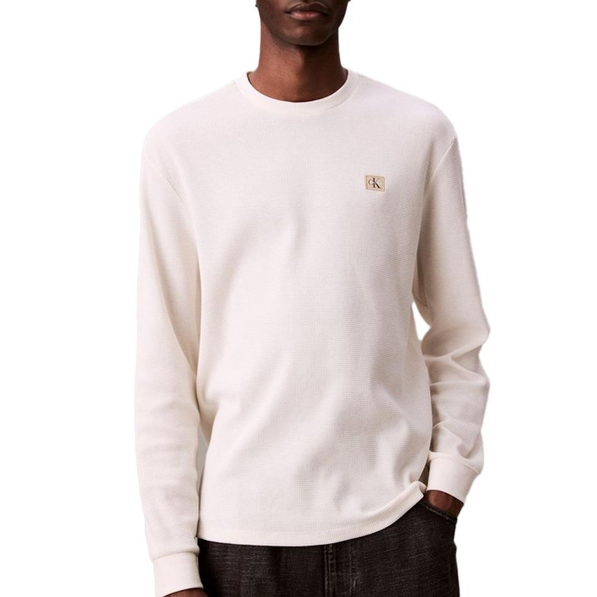 CALVIN KLEIN JEANS Sweat Blanc Homme Calvin Klein Jeans Waffle Badge