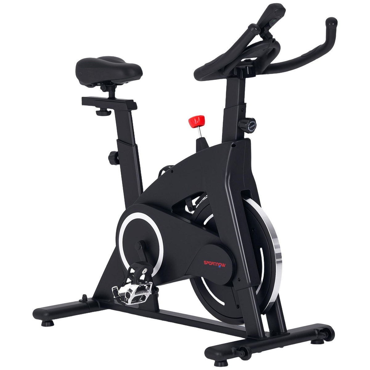 HOMCOM Vélo d'appartement magnétique stationnaire silencieux - Vélo de biking spinning réglable - volant d'inertie 10 Kg - noir