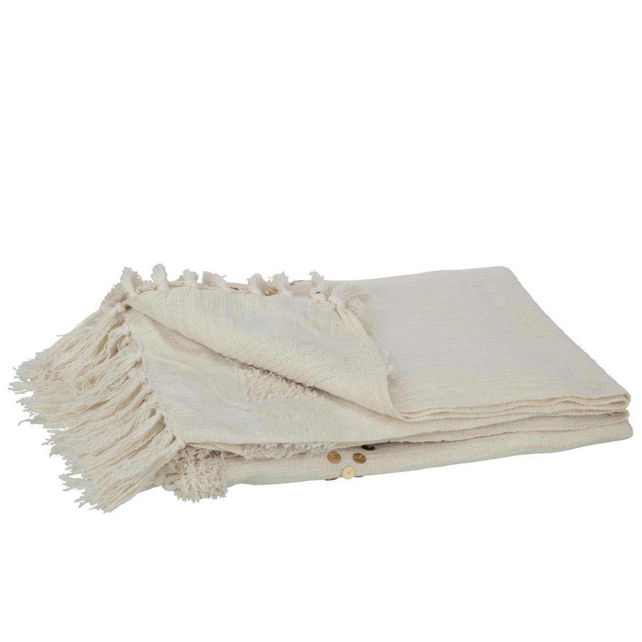 Voir la diapositive 2 : J-LINE Plaid uni avec sequin  dubai  130x180cm blanc