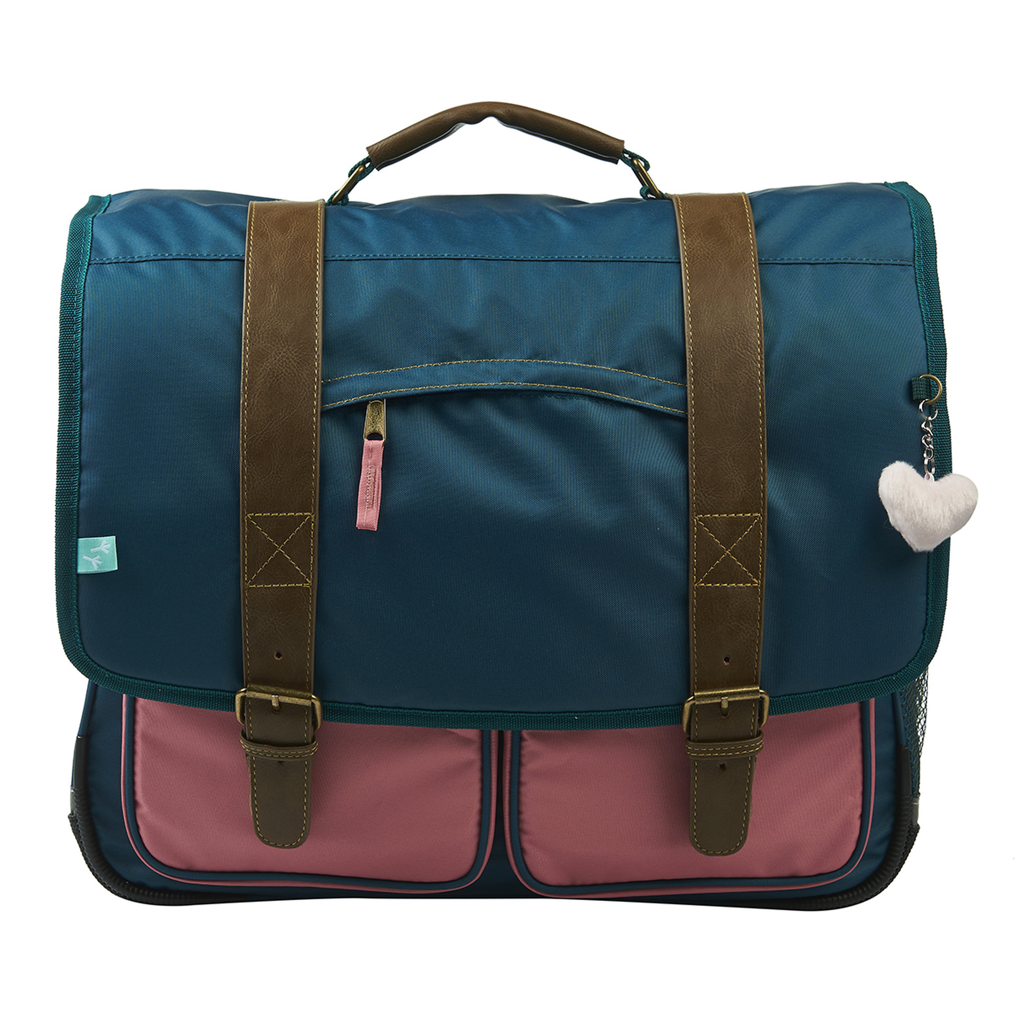 Voir la diapositive 1 : AUCHAN Cartable 38 cm CP/CE1/CE2 vert et rose avec leds