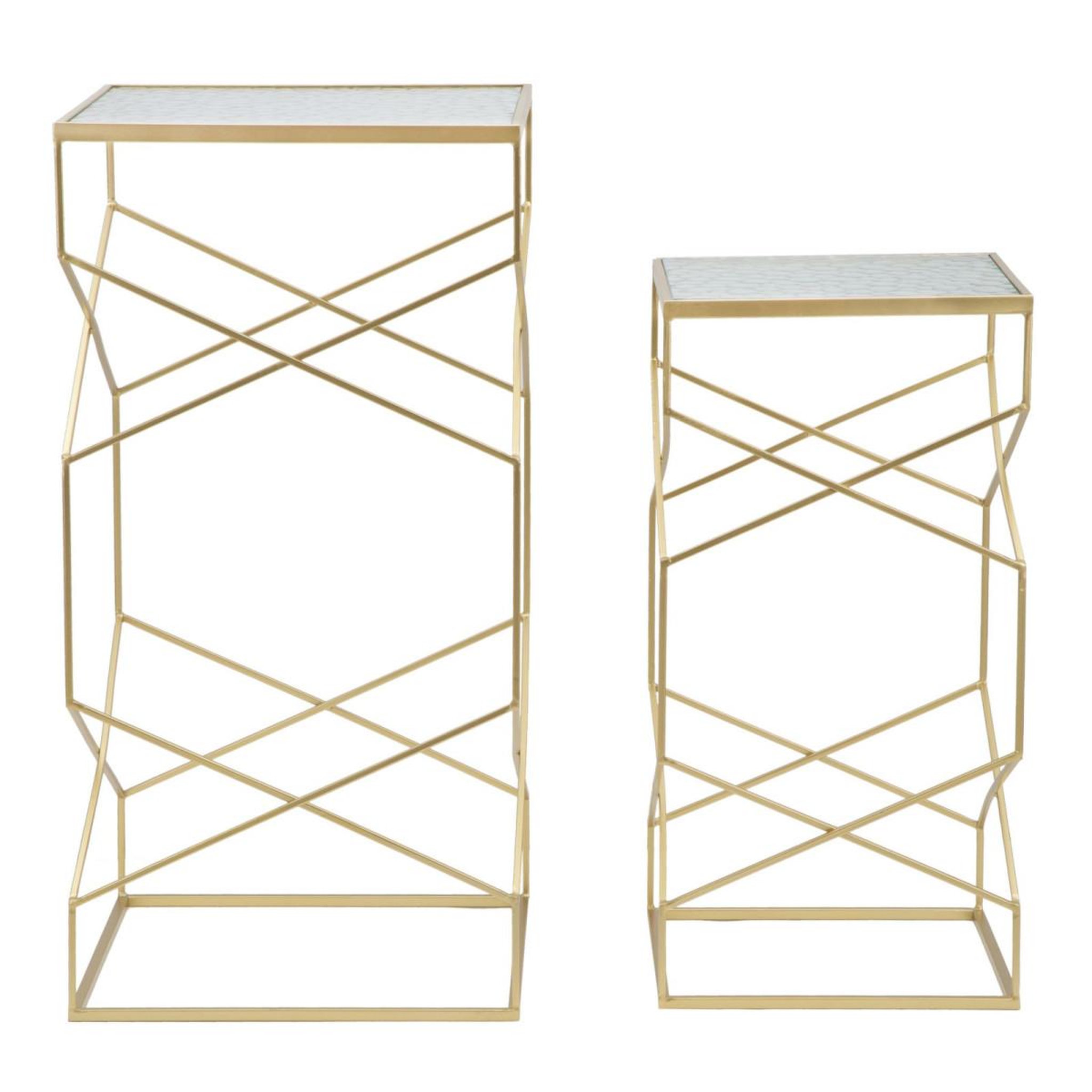 Voir la diapositive 5 : Paris Prix Lot de 2 Tables d'Appoint Design  Glassy  100cm Or