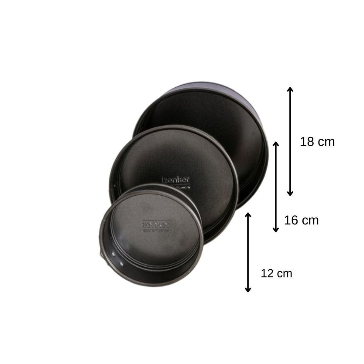 ZENKER Set de 3 mini moules à manqué à charnière 12cm + 16cm + 18cm Zenker Spécial Mini