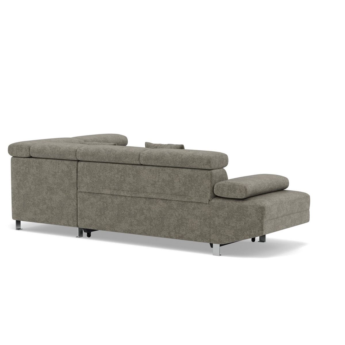 BEST MOBILIER Margaux - canapé d'angle droit 5 places convertible avec coffre et têtières réglables en velours texturé