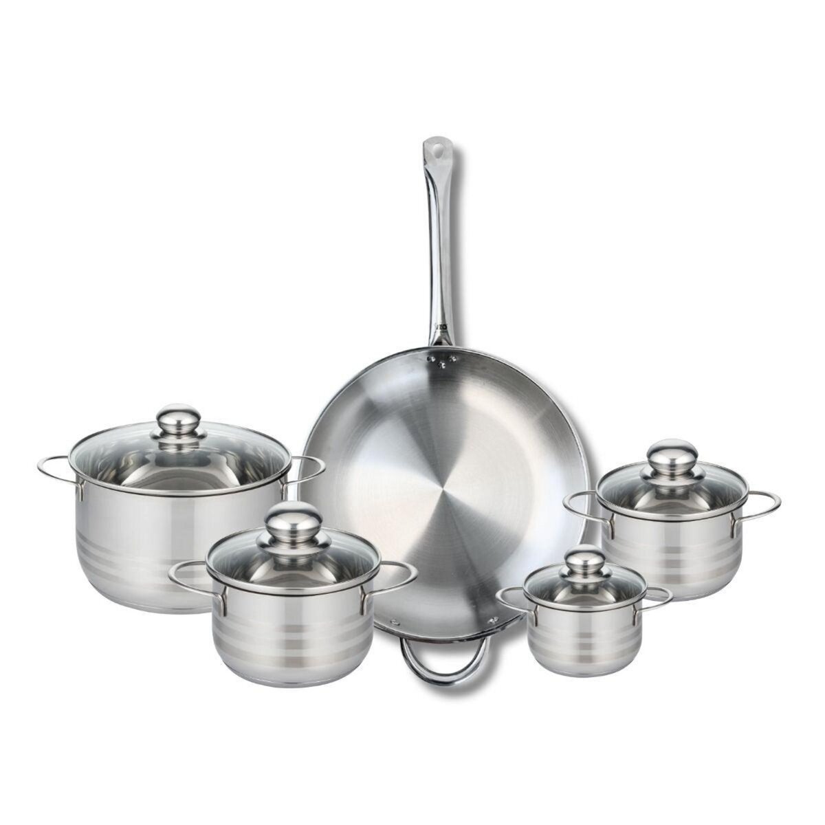ELO Ensemble de 1 Poêle de cuisson 32 cm et 4 faitouts 12, 14, 16 et 20 cm Elo Profi Brillant