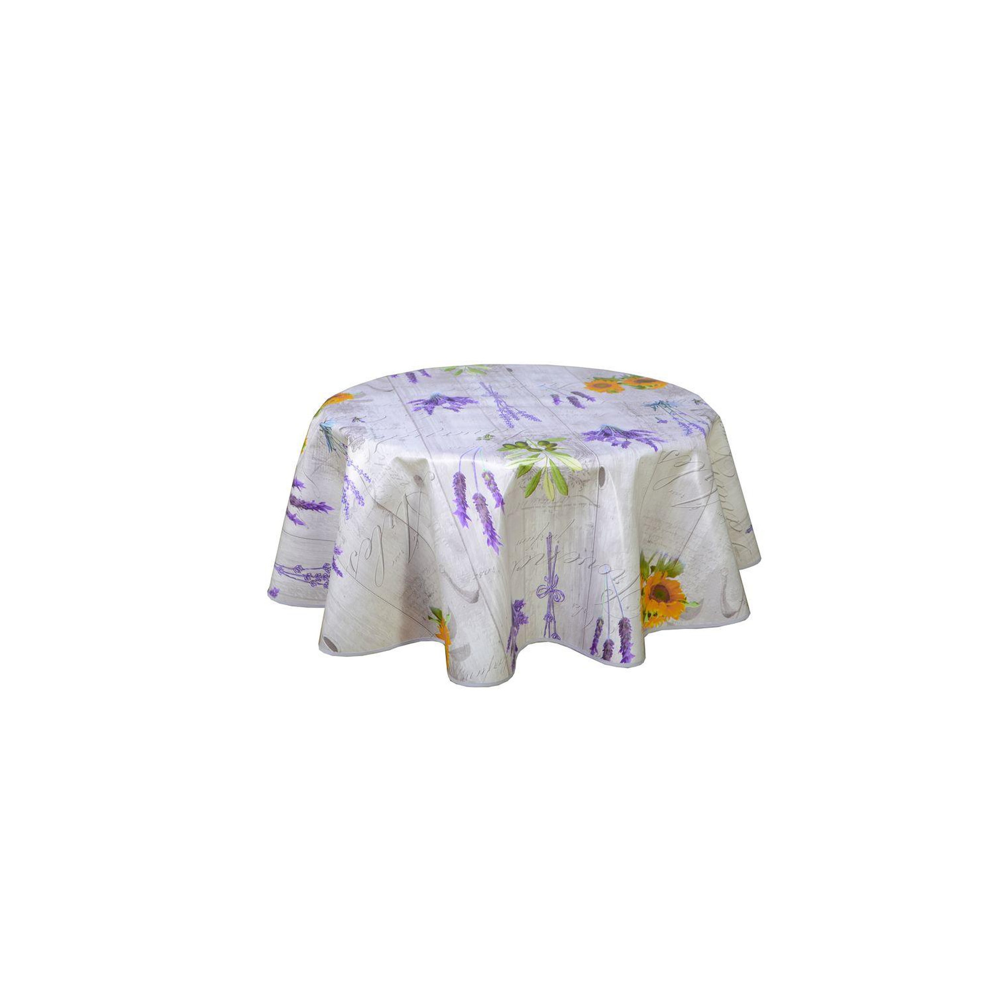 HABITABLE Nappe en toile cirée ronde provençale arles - diam. 150 cm - gris
