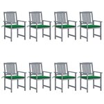 VIDAXL Chaises de jardin et coussins lot de 8 Bois acacia solide Gris