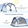 Voir la diapositive 5 : OUTSUNNY Tente de camping dôme familiale 6-8 personnes - 4 portes en filet zippées, tissu Oxford amovible, crochet lampe, sac de transport - dim. 350L x 350l x 230H cm - blanc bleu