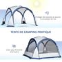 Voir la diapositive 5 : OUTSUNNY Tente de camping dôme familiale 6-8 personnes - 4 portes en filet zippées, tissu Oxford amovible, crochet lampe, sac de transport - dim. 350L x 350l x 230H cm - blanc bleu