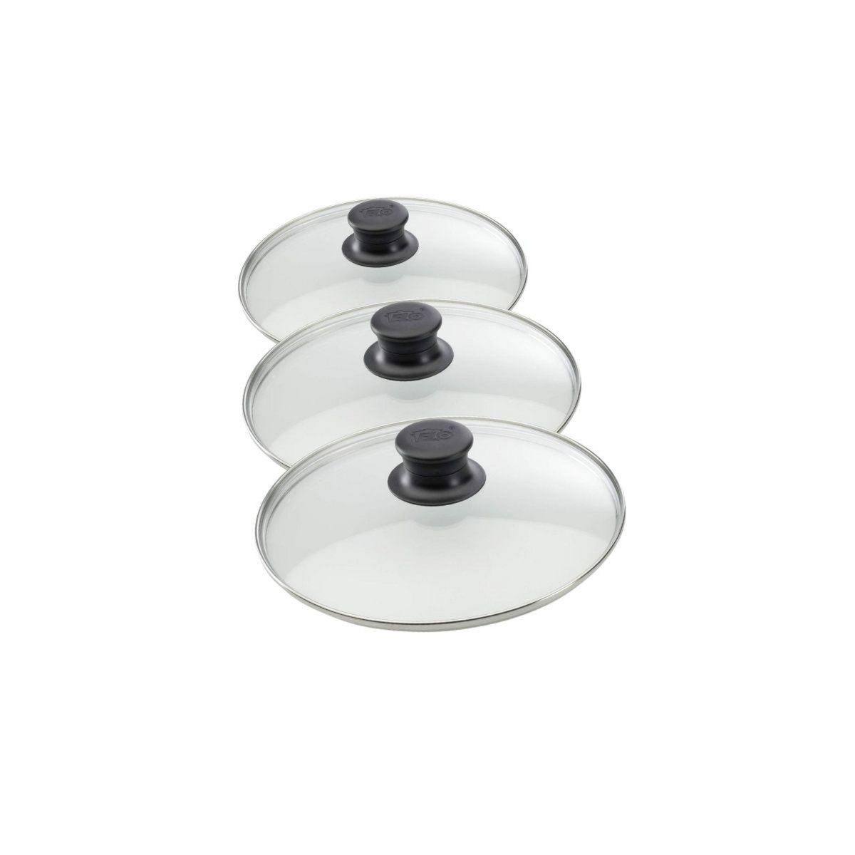 ELO Set de 3 couvercles de cuisson en verre 24 cm 28 cm et 32 cm Elo