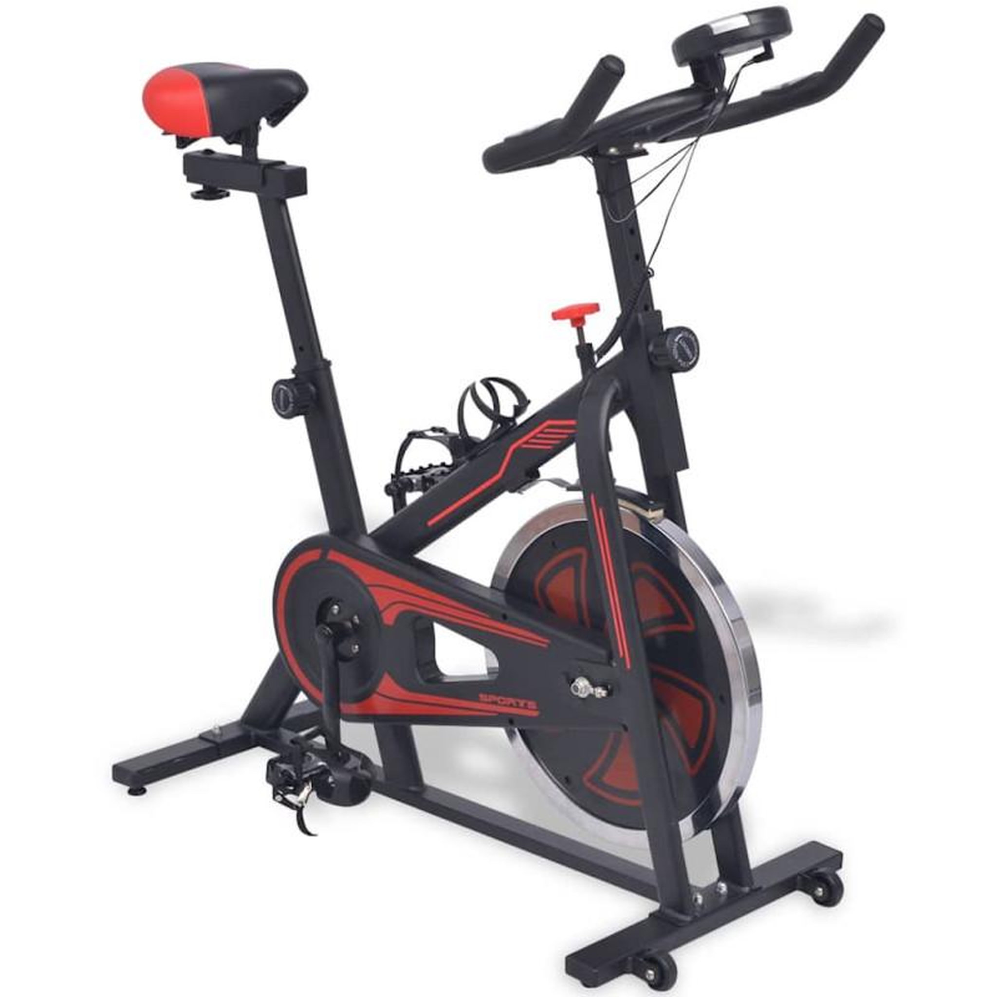 Voir la diapositive 2 : VIDAXL Vélo d appartement avec capteurs de pouls Noir et rouge