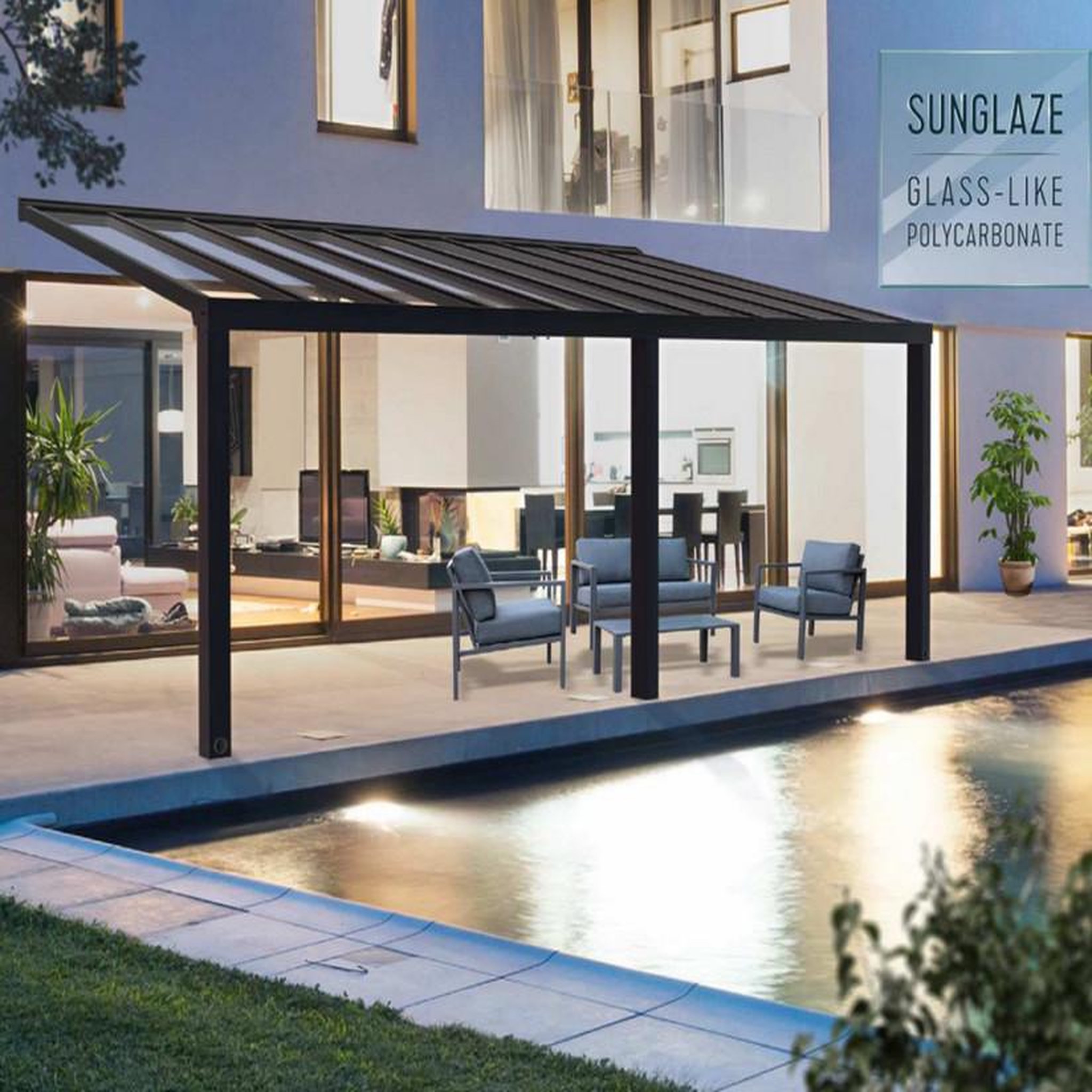 Voir la diapositive 2 : Palram Couverture de patio 3,4x7,4m gris - 705928