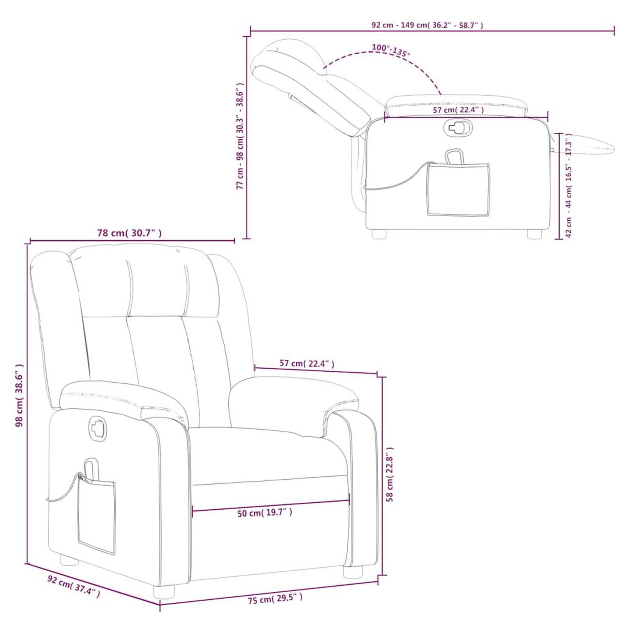 Voir la diapositive 6 : VIDAXL Fauteuil de massage inclinable Gris Similicuir