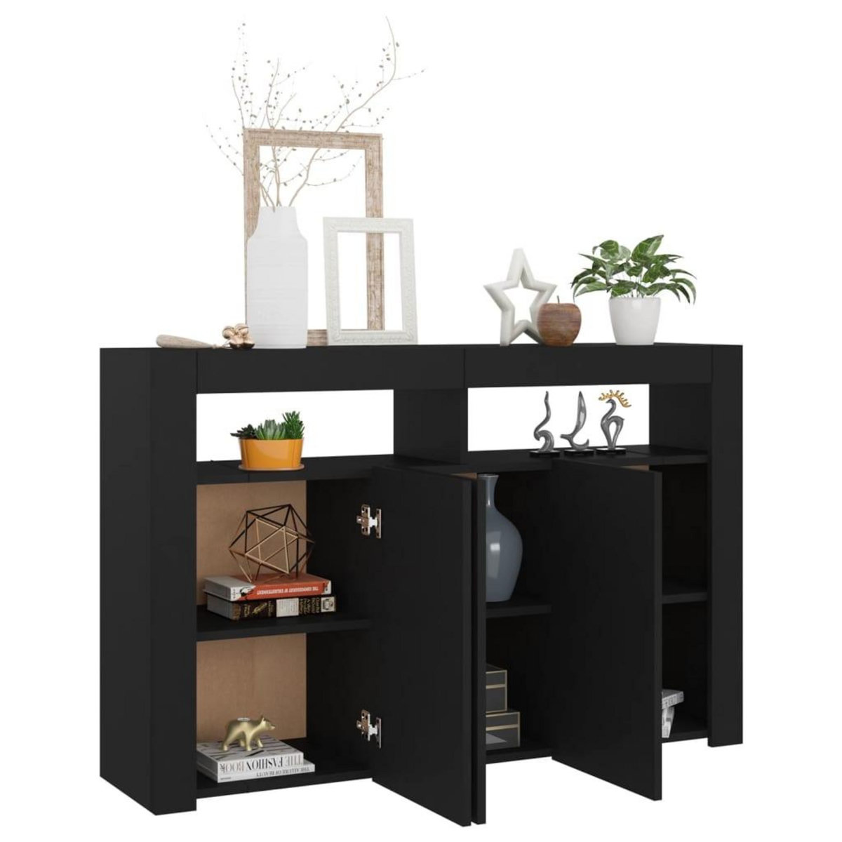 VIDAXL Buffet avec lumieres LED noir 115,5x30x75 cm