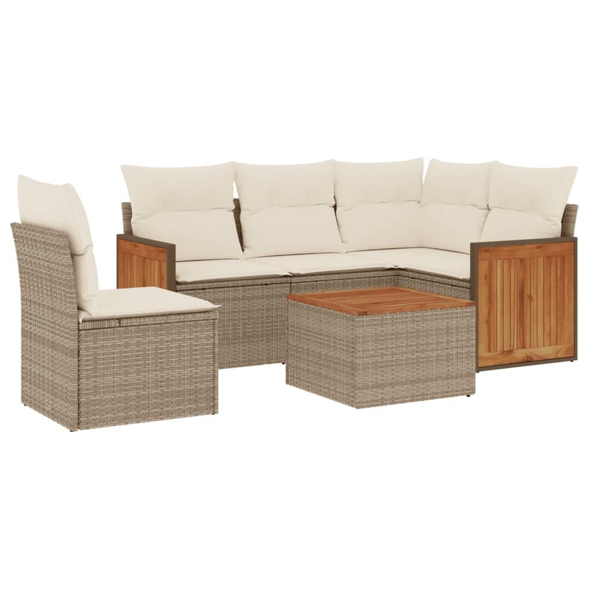 Voir la diapositive 2 : VIDAXL Salon de jardin avec coussins 6 pcs beige resine tressee