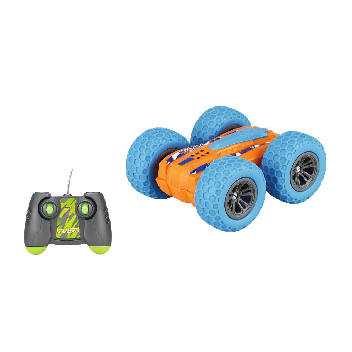 One Two Fun Véhicule radiocommandé Flip Over Stunt 13 cm - bleu et orange