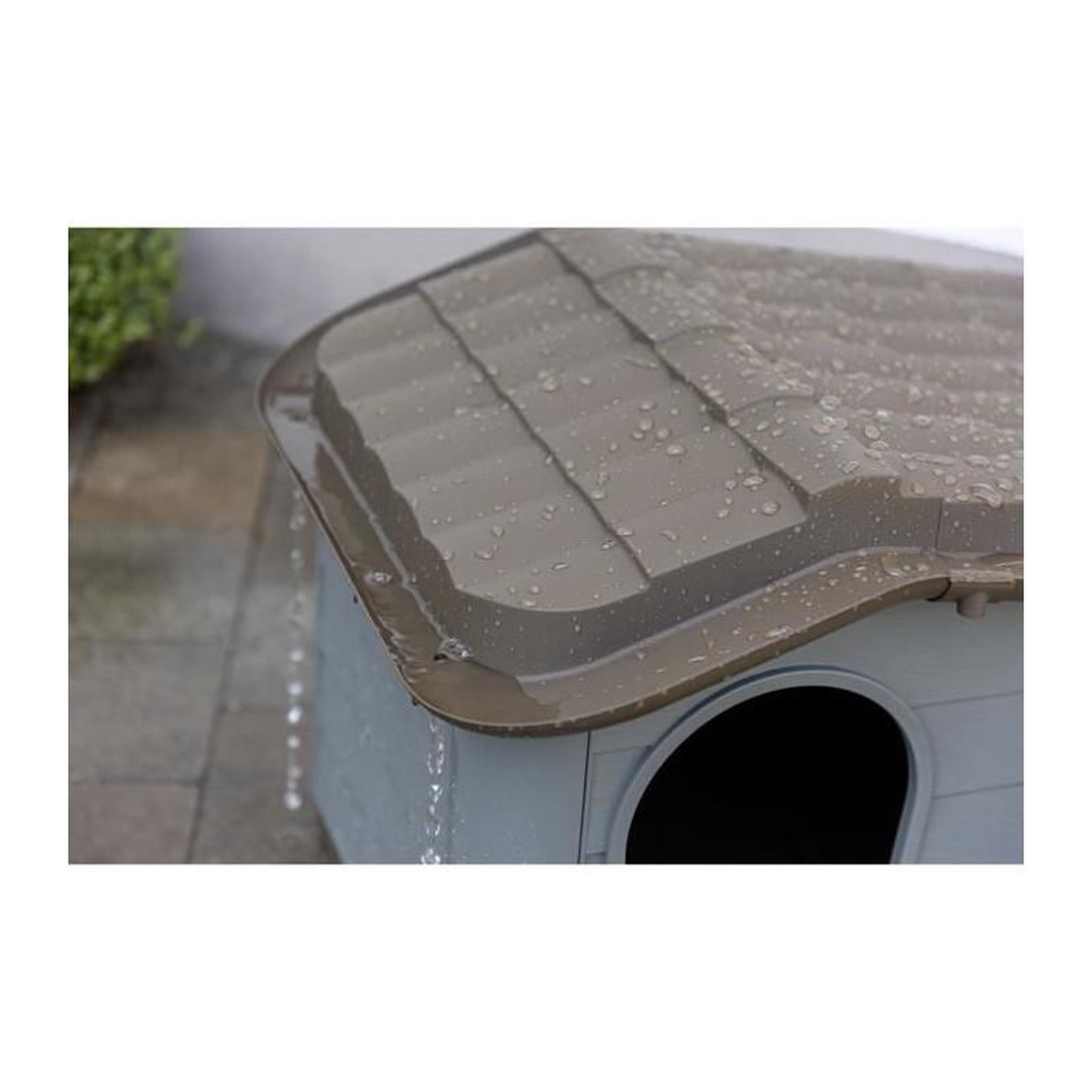 Voir la diapositive 2 : KERBL Maison pour chats Paola Eco KERBL - 60 x 51 x 41 cm - Gris et marron - Plastique recyclé