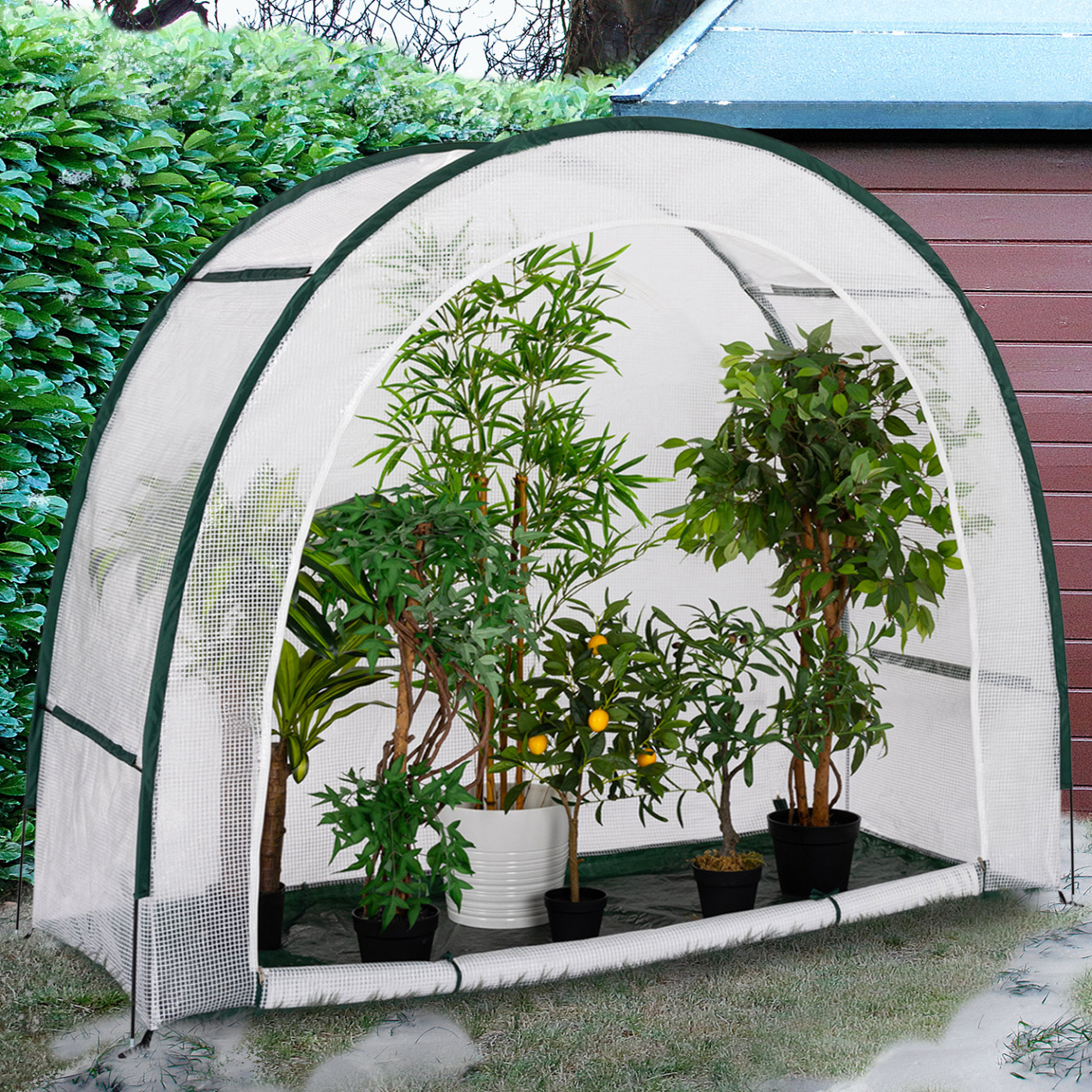 Voir la diapositive 2 : ID MARKET Serre d'hivernage demi lune 200 x 80 x 170 cm balcon et terrasse