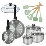 Fackelmann Lot 3 Faitouts 16/20/24cm et 2 Poêles 20/28cm Fackelmann Généva avec 5 ustensiles