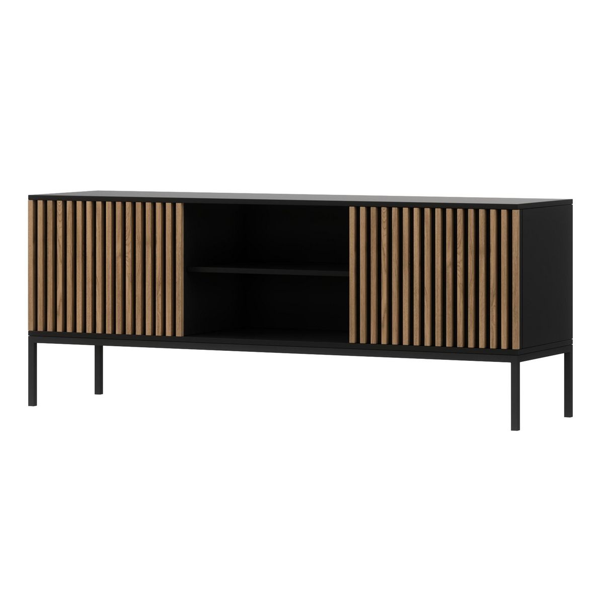 BEST MOBILIER Savanna - meuble tv - effet bois et noir - 150 cm