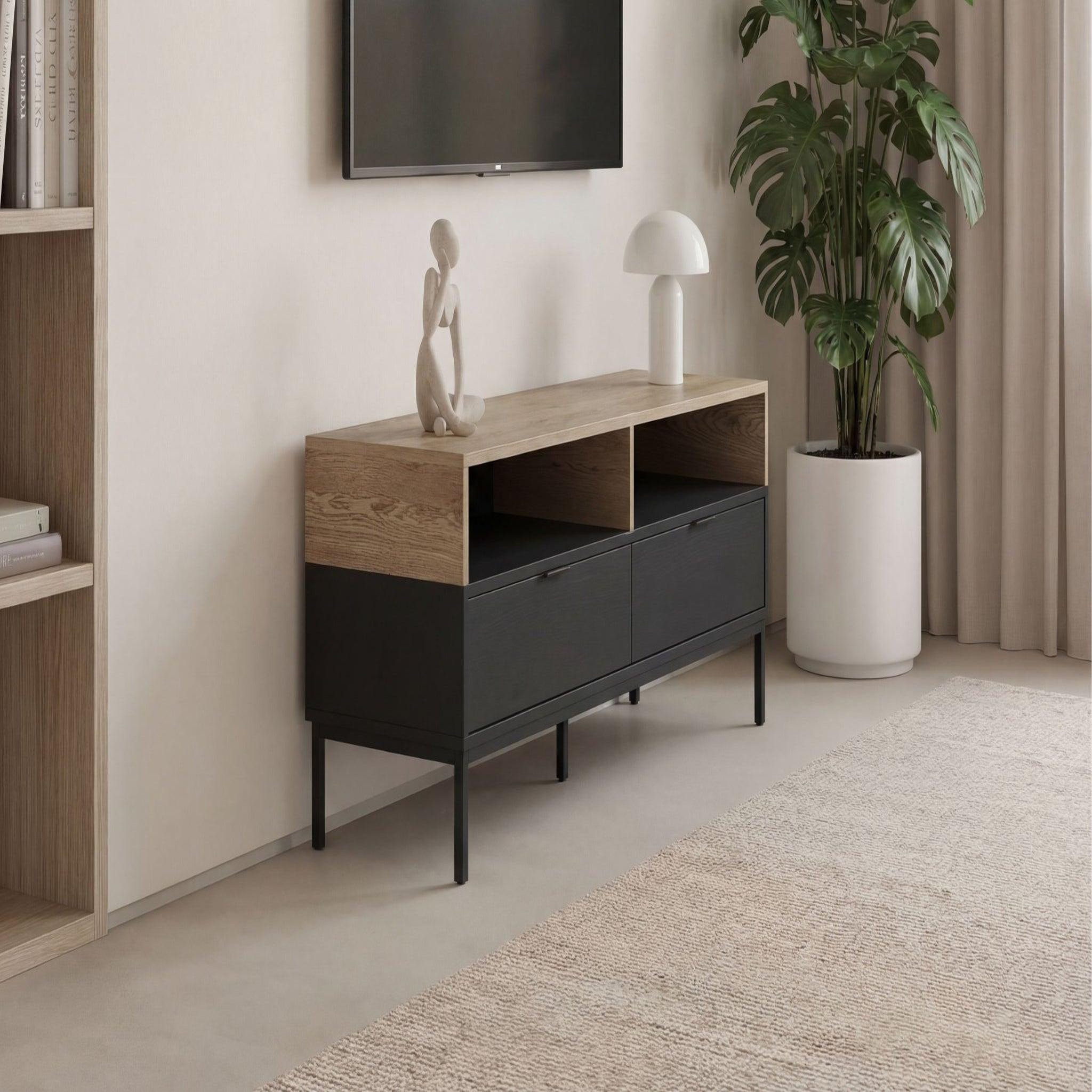 Voir la diapositive 3 : CASANOVA PARIS Eline - meuble tv 140cm en mélamine - noir