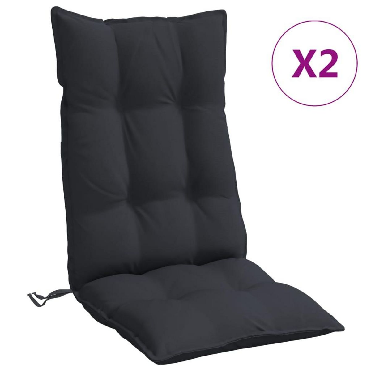 VIDAXL Coussins de chaise a dossier haut lot de 2 noir tissu oxford
