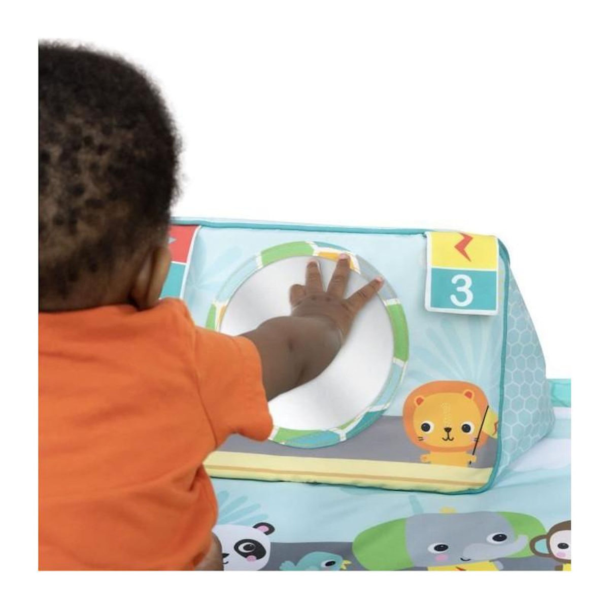 Bright Starts BRIGHT STARTS Tapis d'Eveil Football, Arche de jeu avec jouets Oball détachables, Musique et Lumieres, Dimensions : 47 x 74 x 7