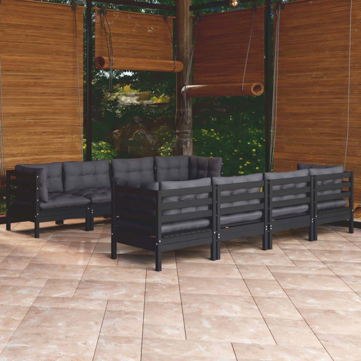 VIDAXL Salon de jardin 9 pcs avec coussins bois de pin massif