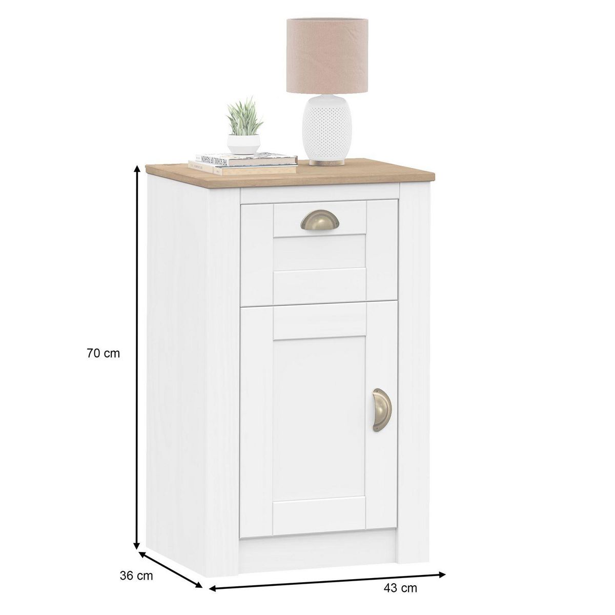 IDIMEX Table de chevet BOLTON avec 1 tiroir et 1 porte, en pin massif