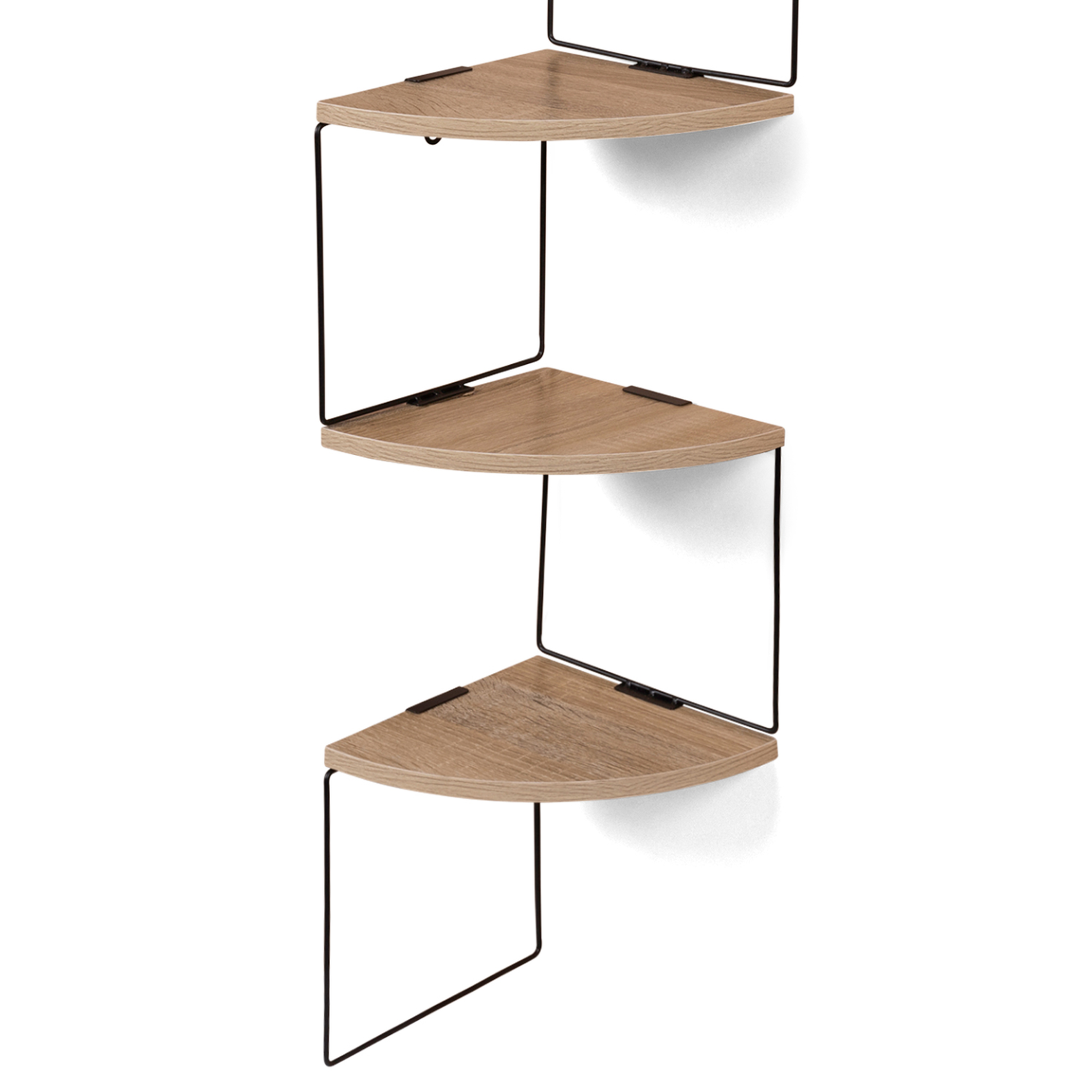 Voir la diapositive 4 : ID MARKET Etagère murale d'angle isa 5 niveaux bois et métal design industriel