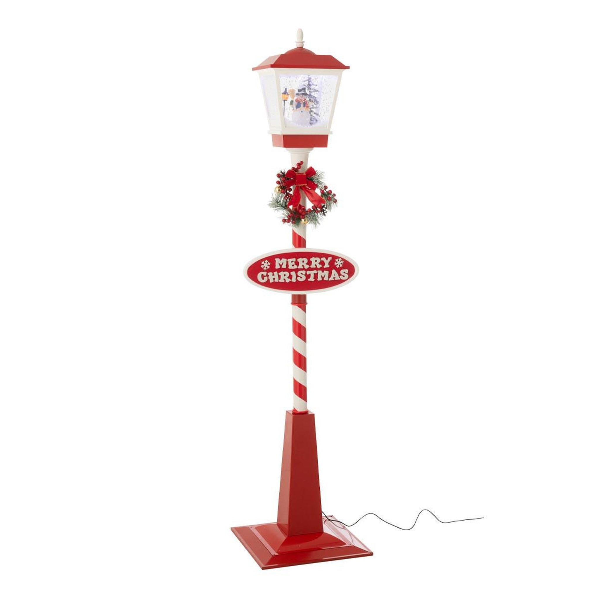 J-LINE Lampadaire de noël à led  neige  180cm rouge
