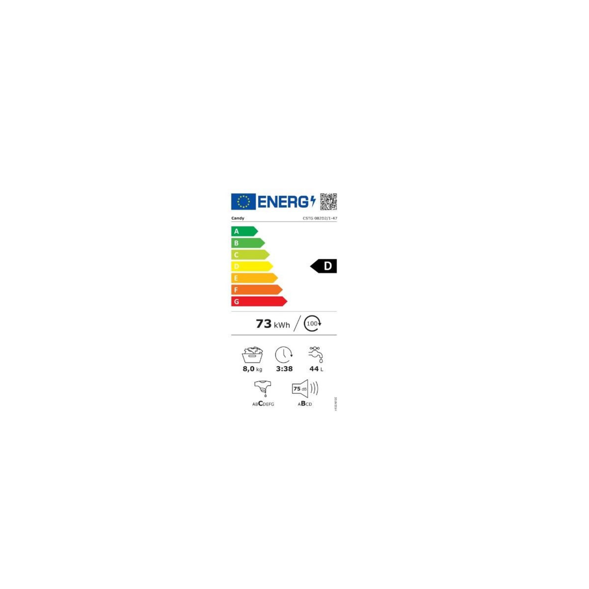 Candy Lave-linge top 8kg 1000 tours/min - CSTG082D2/1-47