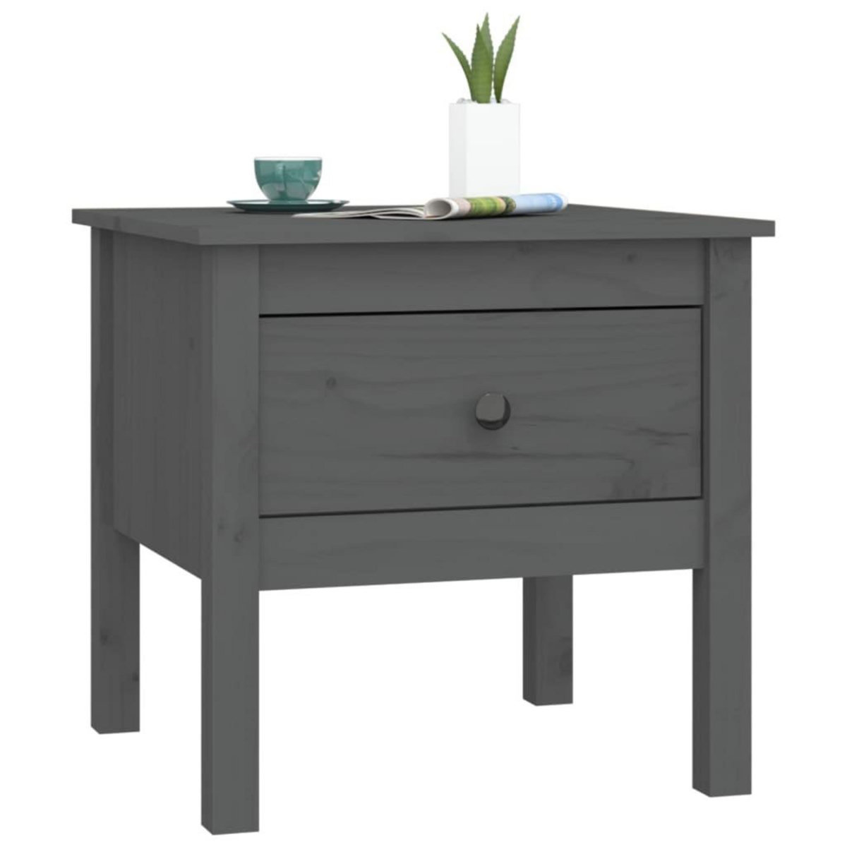 VIDAXL Table d'appoint Gris 50x50x49 cm Bois massif de pin