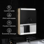 Voir la diapositive 5 : HOMCOM Armoire murale salle de bain  1 porte miroir lumineux LED intégré 50 x 70 cm 2 étagères verre effet bois